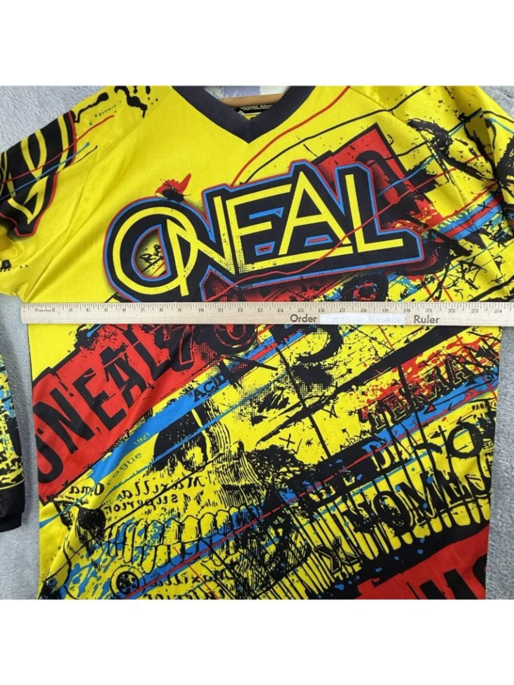 O'Neal Shirt Mens Large Yellow Graphic Element Motocross Jersey Long Sleeve Moto